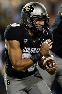 Phillip Lindsay #23 of the Colorado Buffaloes carries the ball against the Washington Huskies at Folsom Field on September 23, 2017 in Boulder, Colorado. (Photo by Matthew Stockman/Getty Images)