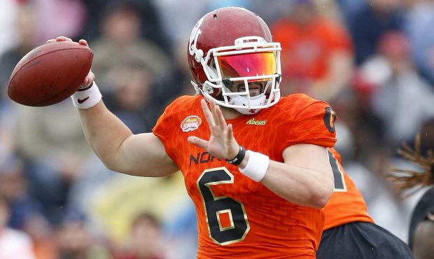 Baker Mayfield #6 of the North team throws the ball during the first half of the Reese's Senior Bow...