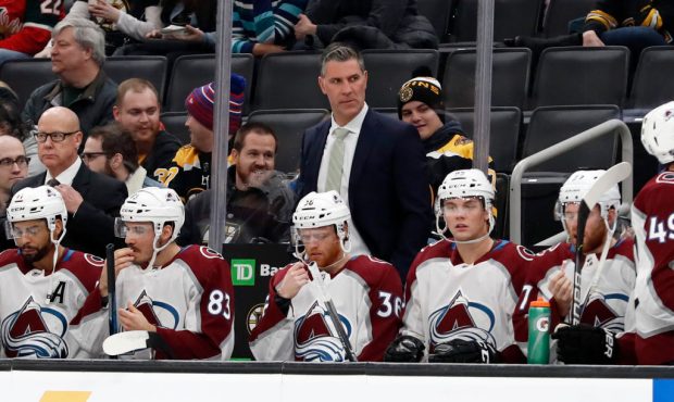 Colorado Avalanche head coach Jared Bednar during a game between the Boston Bruins and the Colorado...