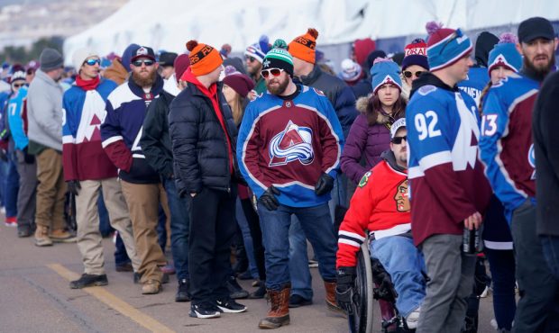 Fans line up at the Truly Hard Seltzer PreGame prior to the 2020 NHL Stadium Series game between th...