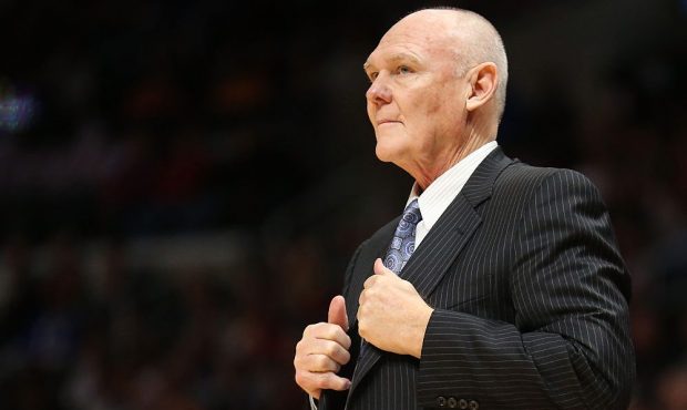 Head coach George Karl of the Sacramento Kings looks on in the game with the Los Angeles Clippers a...