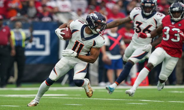 HOUSTON, TX - DECEMBER 08: Denver Broncos wide receiver Diontae Spencer (11) returns a kickoff duri...