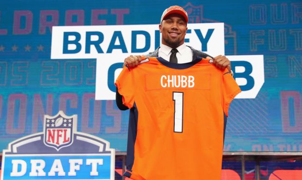 ARLINGTON, TX - APRIL 26: Bradley Chubb of NC State poses after being picked #5 overall by the Denv...