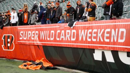 CINCINNATI, OH - JANUARY 15: A Super Wild Card Weekend banner hangs before the Wild Card game again...