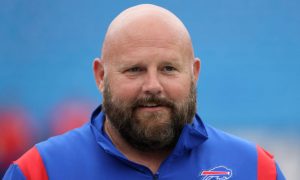 ORCHARD PARK, NY - SEPTEMBER 12: Buffalo Bills offensive coordinator Brian Daboll on the field before a game against the Pittsburgh Steelers at Highmark Stadium on September 12, 2021 in Orchard Park, New York. (Photo by Timothy T Ludwig/Getty Images)
