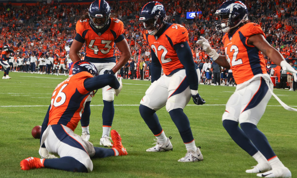 Broncos celebrate touchdown