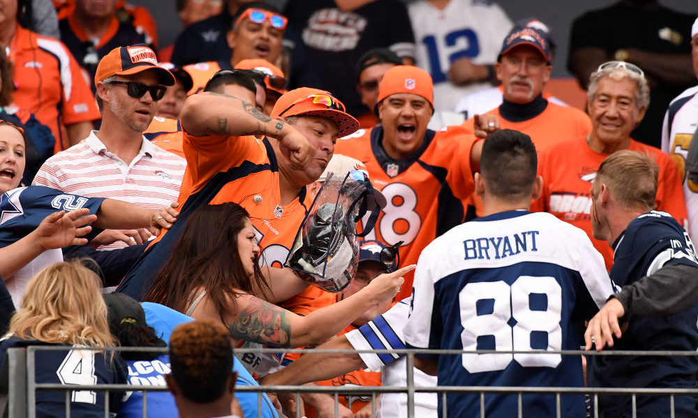 Broncos and Cowboys fans fight